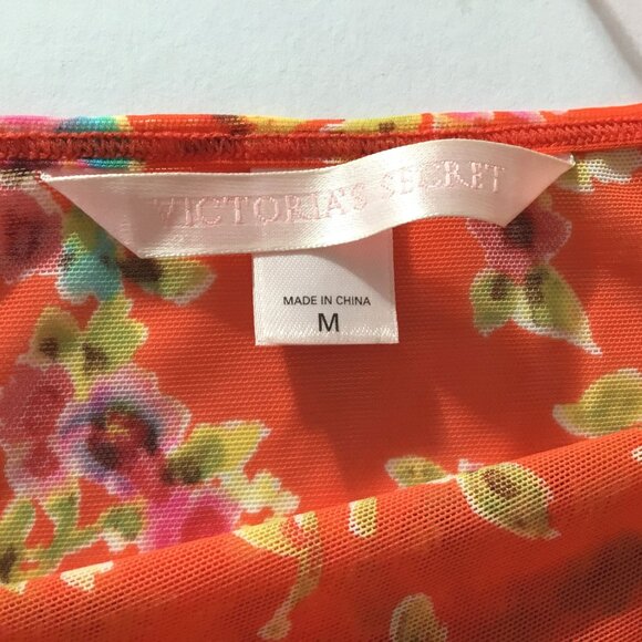 Victoria's Secret Women Y2k Floral Orange Sheer Camisole Ruffel Sexy Shorts M - Picture 8 of 10